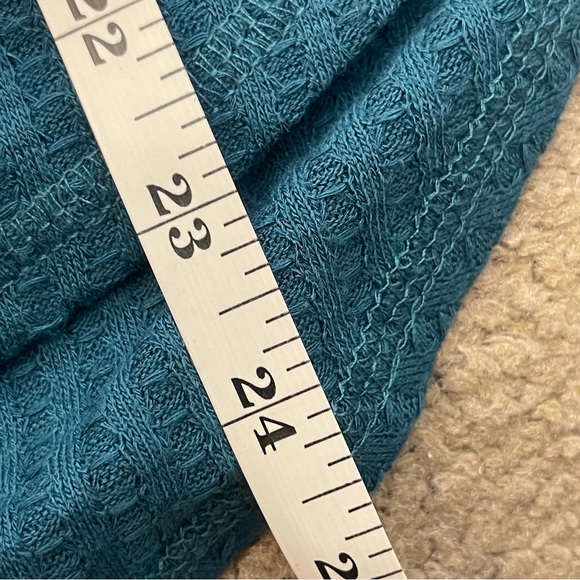 CHASER Teal Waffle Knit Hooded Long Sleeve Pullover Top Size Small - Picture 7 of 7